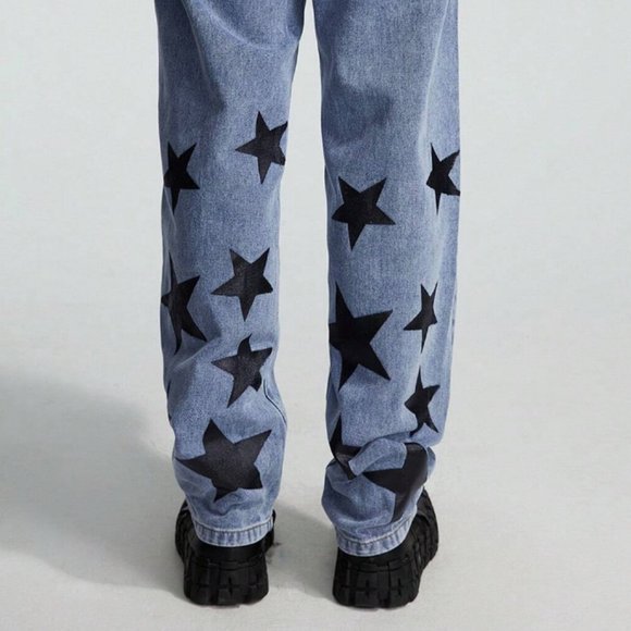 Street Life Stars Printed Straight Leg Jeans 32 x 32 NEW tags on 🏷 - Picture 3 of 6